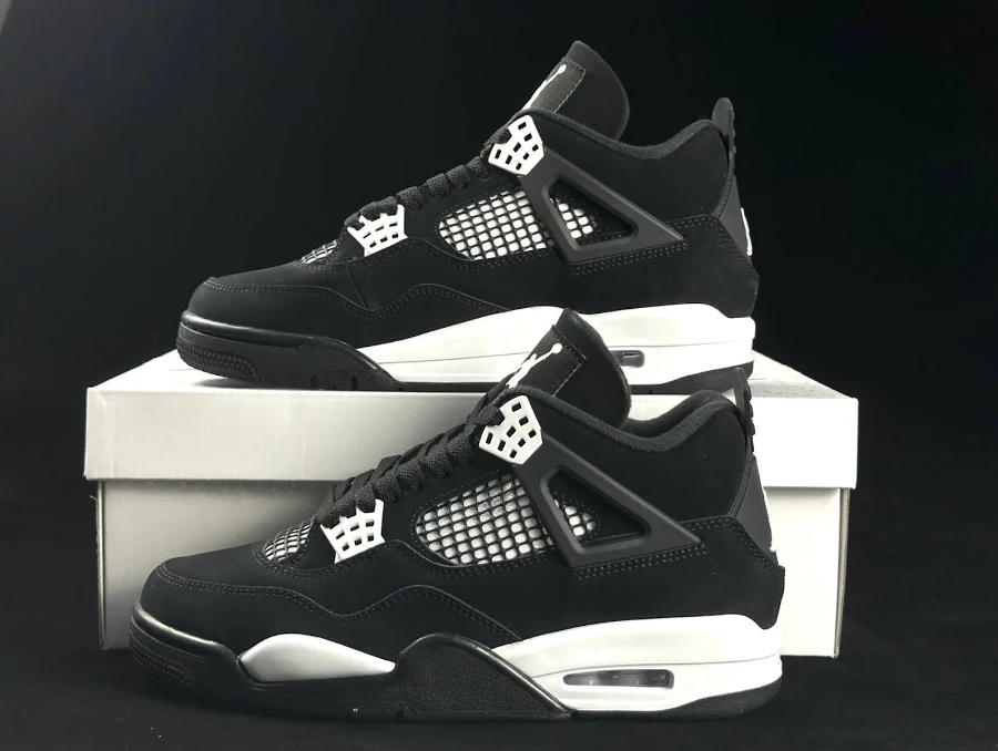 Jordan 4 Retro "white Thunder" Men's Mid Top Basketball Shoes Size