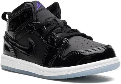 Jordan Kids - Air Jordan Retro 1 Mid SE TD "Space Jam" sneakers - kids - Calf Leather/Patent Leather/Rubber/Fabric - 6 - Black