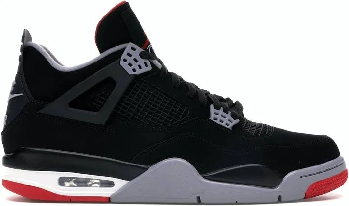Jordan 4 Retro Bred 2019 Black Cement Grey Sneakers 308497-060 Men 10.5