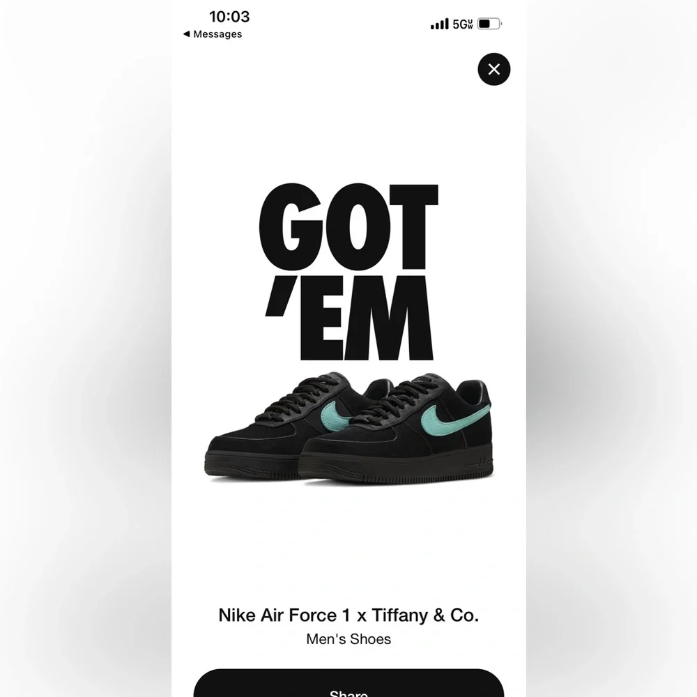 Just hit on a piece of history the Nike Tiffany Co “1837”X Air Force 1 M9 W10.5
