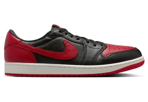 Jordan Mens AJ 1 Retro Low OG 2 - Shoes Black/Black/Varsity Red Size 07.0