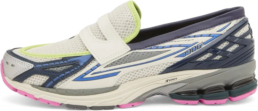 New Balance 1906 Loafer Sneaker in Silver Metallic/Nb Navy/Pink Heat, Size UK 10.5 | END Clothing