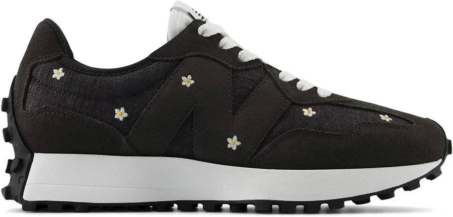 New Balance 327 Black Cement Floral Embroidery (Women's), UK 4