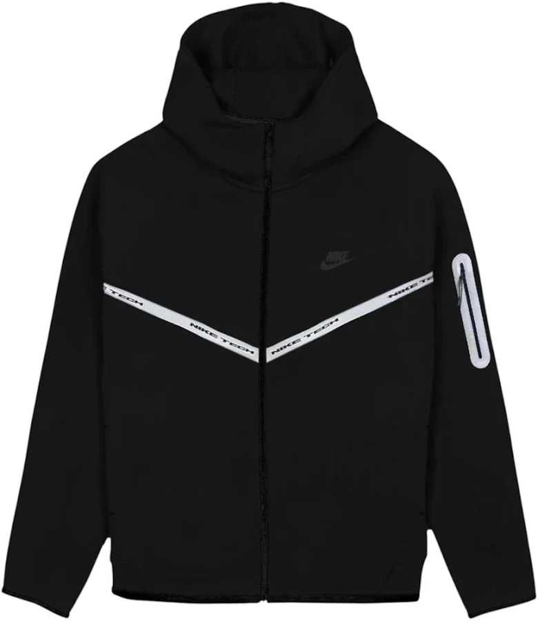 Nike Tech Fleece Reflective Full Zip Hoodie Black/White