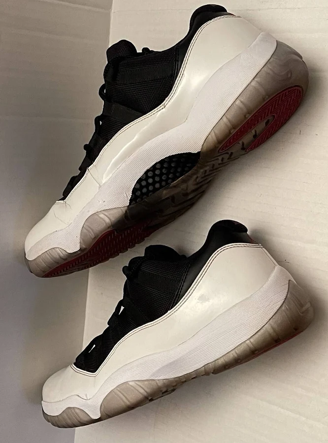 Jordan Nike Mens Air 11 Retro Low Tuxedo White/black-red Basketball