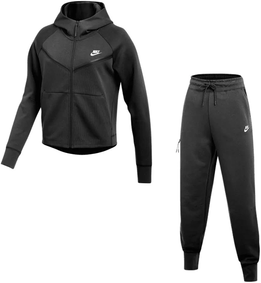 Nike Women's Team Tech Fleece Set - Hoodie and Pants M / Black/White | Nike - Team Apparel Sets | Midway Sports