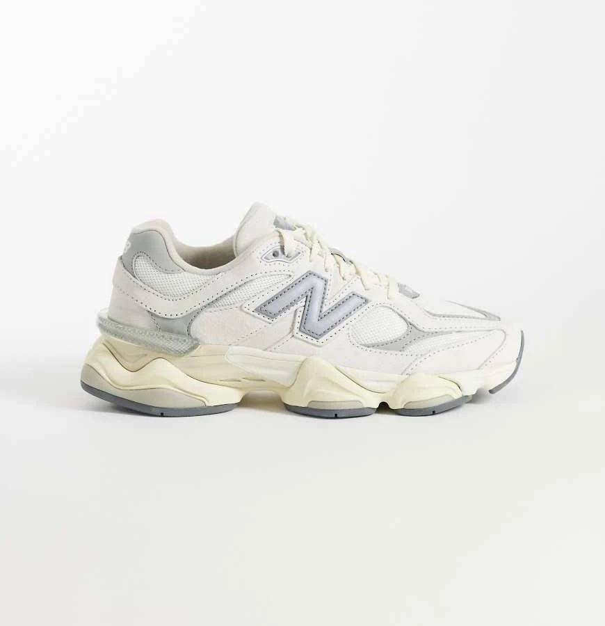 New Balance 9060 sneakers in white with gray metallic detail