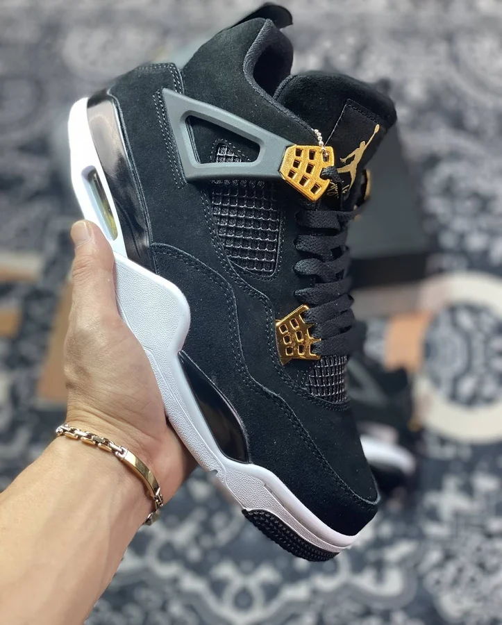 Jordan 4 Retro Royalty Black Metallic Gold Men's 308497 032