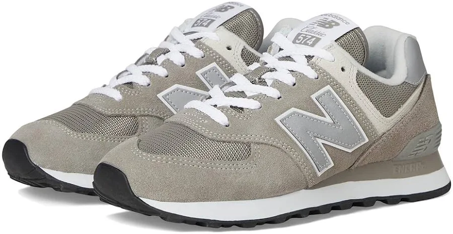 New Balance Classics 574 Core Women's Shoes Grey/White : 5.5 B - Medium, Textile/Synthetic/Leather