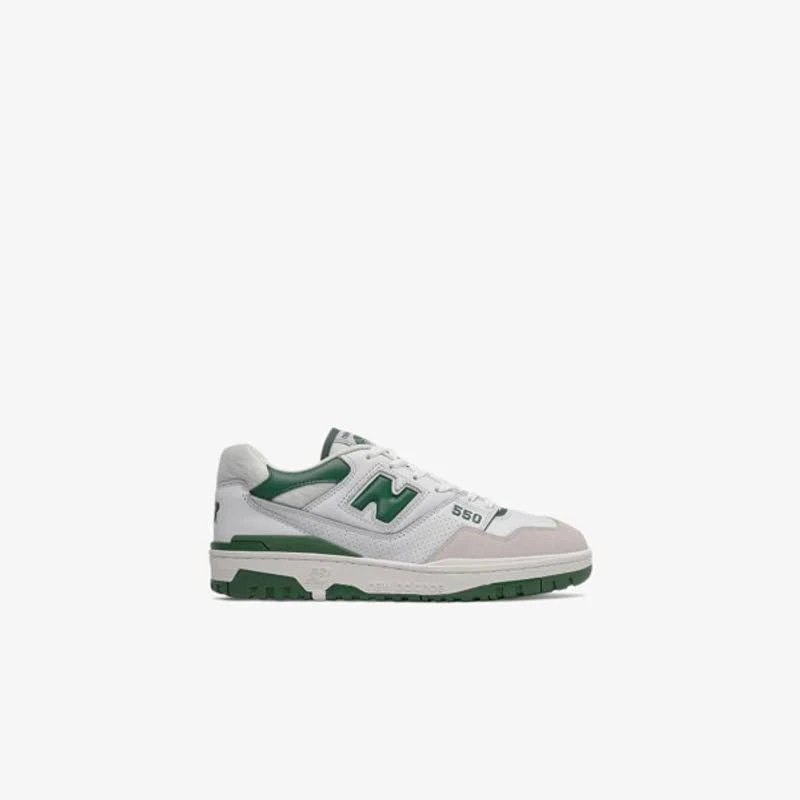White And Green Bb550 Leather Sneakers