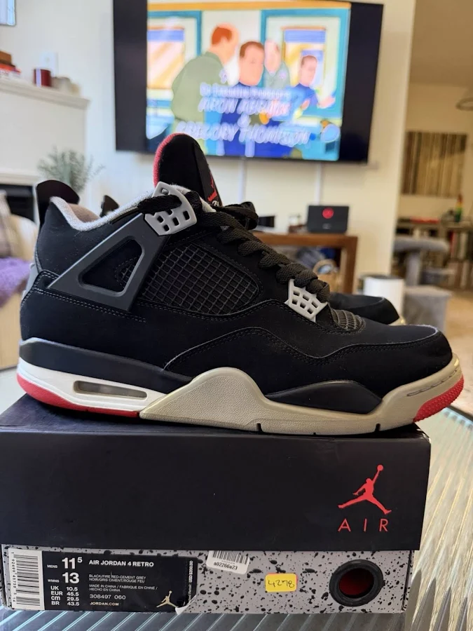 Air Jordan 4 Bred 2019 Men's White/black Sneakers