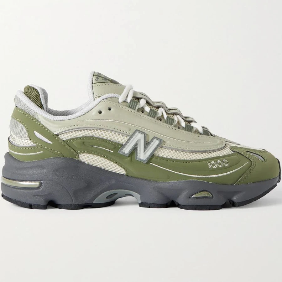 New Balance M1000 Embroidered Panelled Mesh Sneakers - Men - Green Sneakers - UK 10