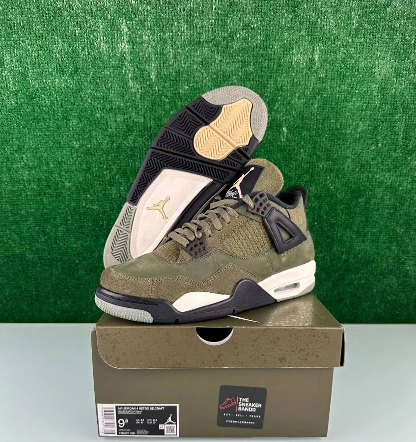 Size 9.5 - Jordan 4 Se Retro Low Craft - Olive (clean)