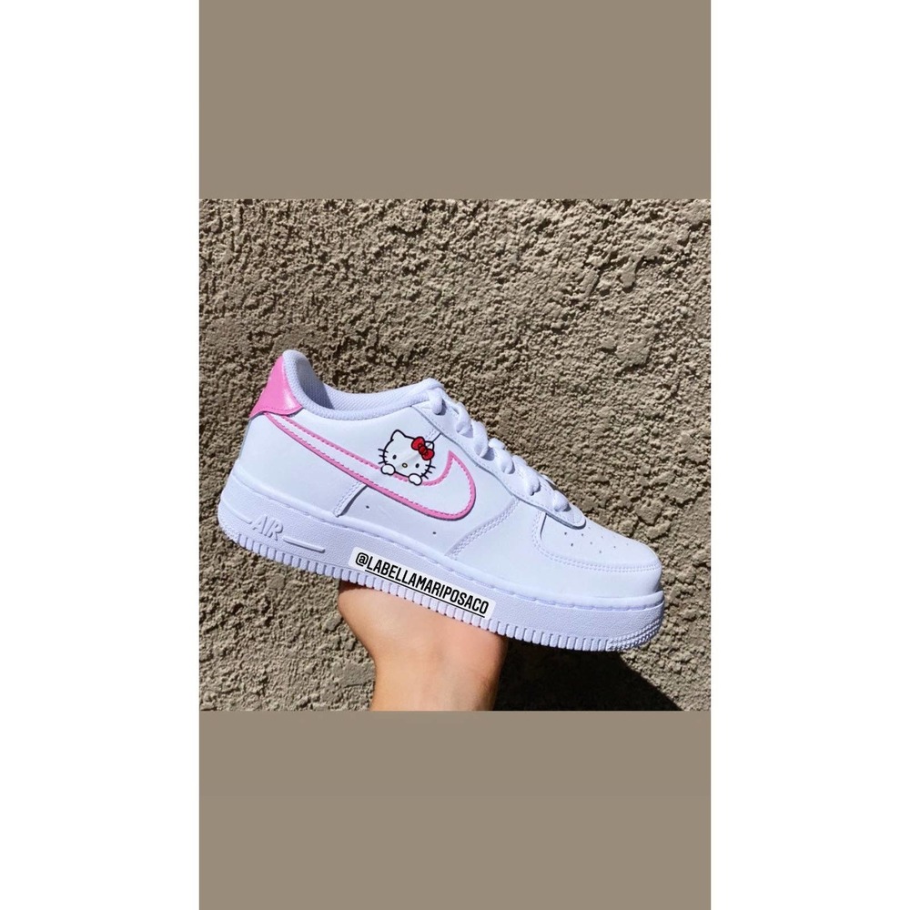 Air Force 1's Hello Kitty Custom Nike's-Custom Air Force 1 hello kitty theme-