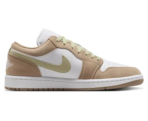 Jordan Womens AJ 1 Low - Basketball Shoes White/Olive Aura/Khaki Size 05.5
