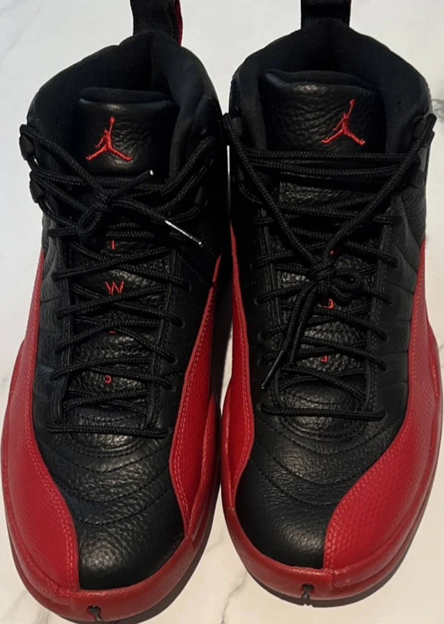 Jordan Air Jordan 12 Black/red Leather Colorblock High Top Sneakers
