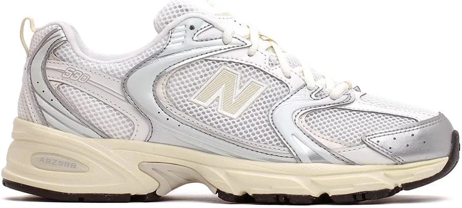 New Balance Unisex 530 Silver Metallic Linen U530ESB, 6