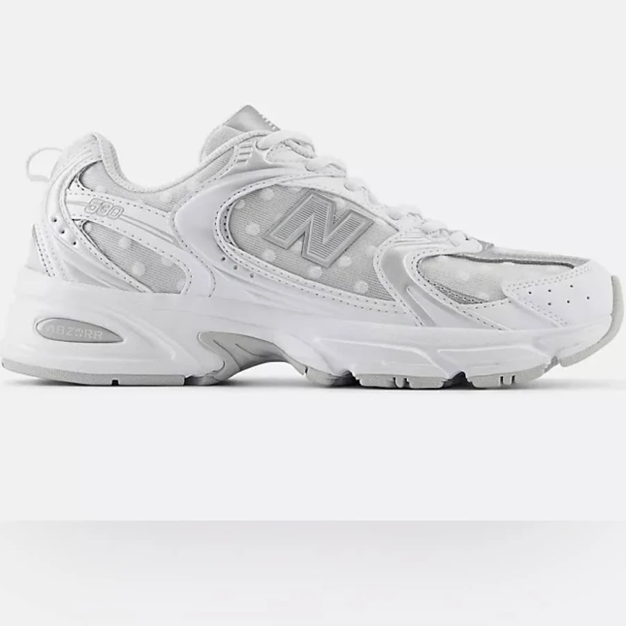 New Balance Shoes | New Balance 530 White And Silver Polka Dot Sneakers | Color: Silver/White | Size: 10 | Megansmith15's Closet