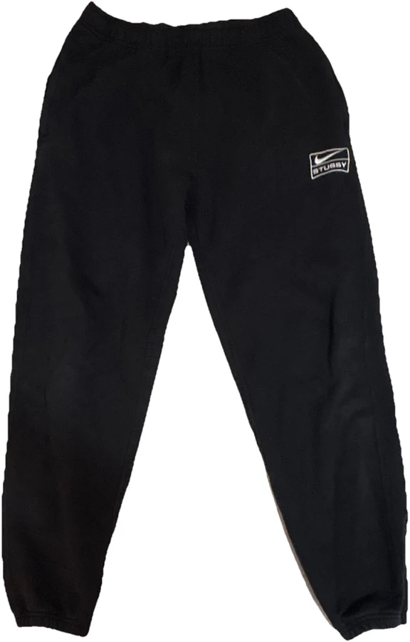 Nike X Stussy Black Fleece Jogger Pants Men's S Cotton Elastic Waist