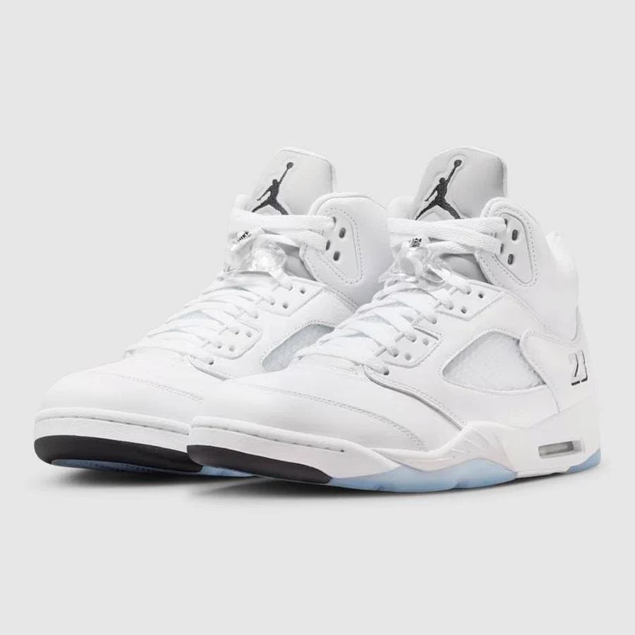 Jordan Air Jordan 5 'White Metallic' Sneaker (White/Black-Metallic Silver - 10.5)