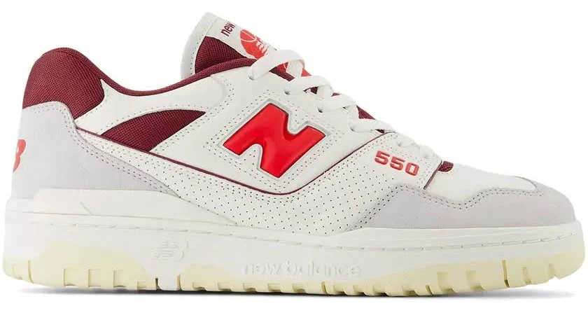 Size 10 - New Balance 550 Sea Salt Grey True Red BB550EMR