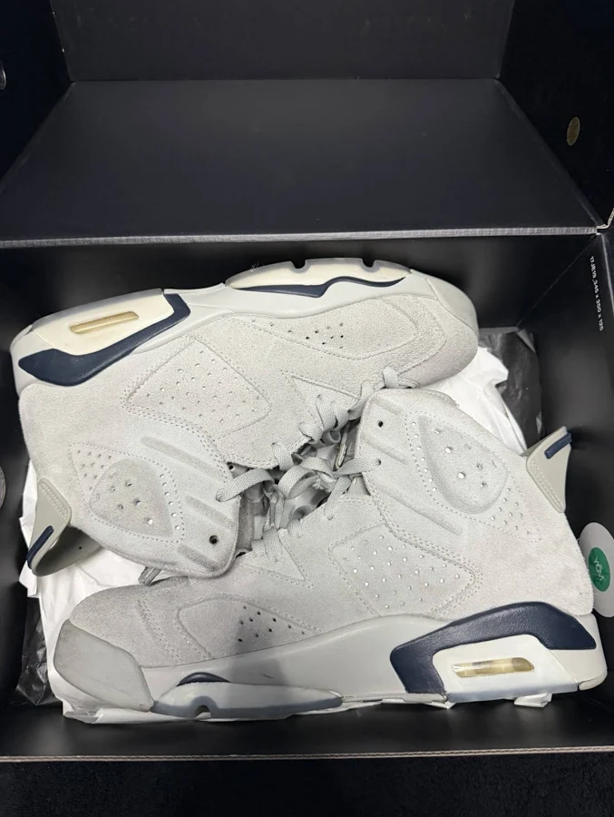 Jordan Air Jordan 6 Georgetown Retro Gray Navy Suede High Top