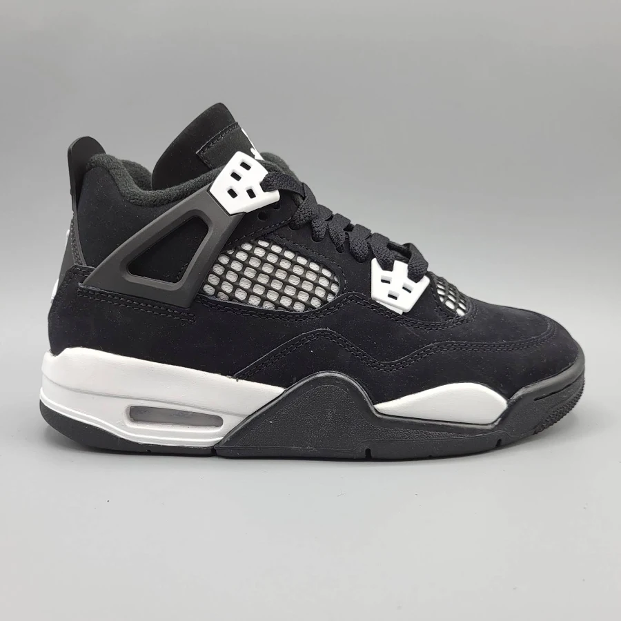 Nike Air Jordan 4 Retro Black White Thunder Shoes Gs 3.5y Women 5