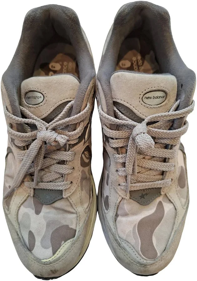 New Balance x Bape Grey Camo Suede Trainers Size 8 UK