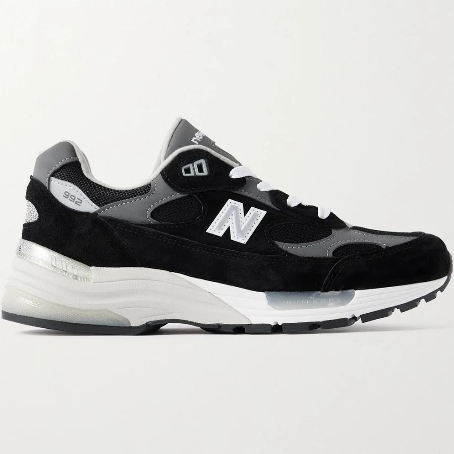 New Balance M992 Leather-Trimmed Suede, Nubuck and Mesh Sneakers - Men - Black Suede Shoes - UK Men's 11
