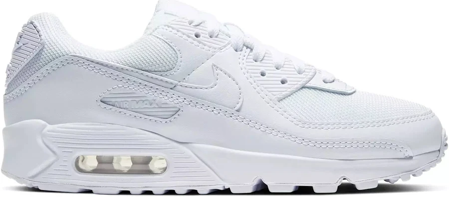 Nike Air Max 90 White/Wolf Grey Women's Shoes, White/Grey, Size: 6.5