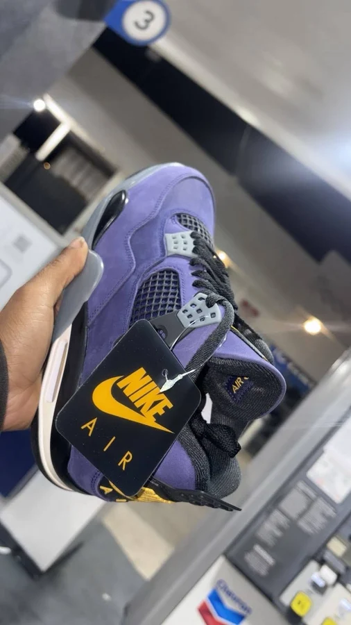 Nike Air Jordan 4 Purple Suede Basketball Black Men's Sneaker