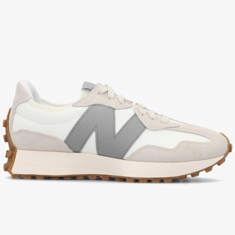 NEW BALANCE Womens 327 Grey Leather & Suede Trainers Size: 5, Colou
