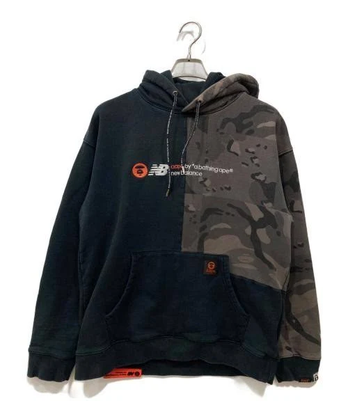 Balance × A Bathing Ape Pullover Hoodie Gray X Black Aapsw