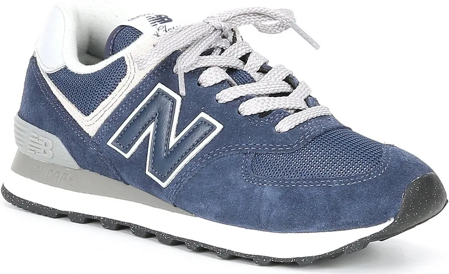 New Balance Women's 574 Suede and Mesh Retro Sneakers, Womens, 7.5, Navy