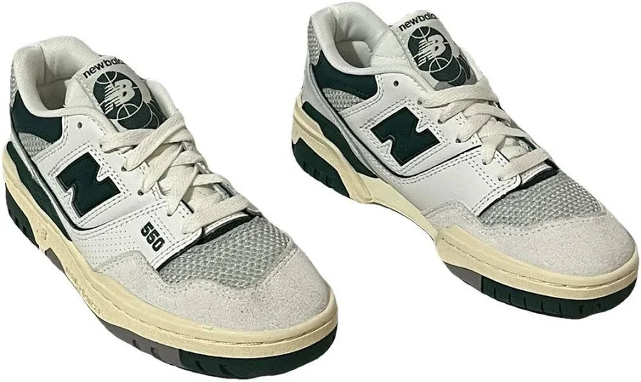 New Balance 550 White Green Suede Trainers Size 36 EU