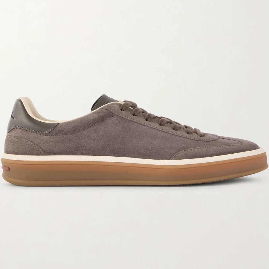 Loro Piana Tennis Walk Leather-Trimmed Suede Sneakers - Men - Gray Sneakers - EU 40