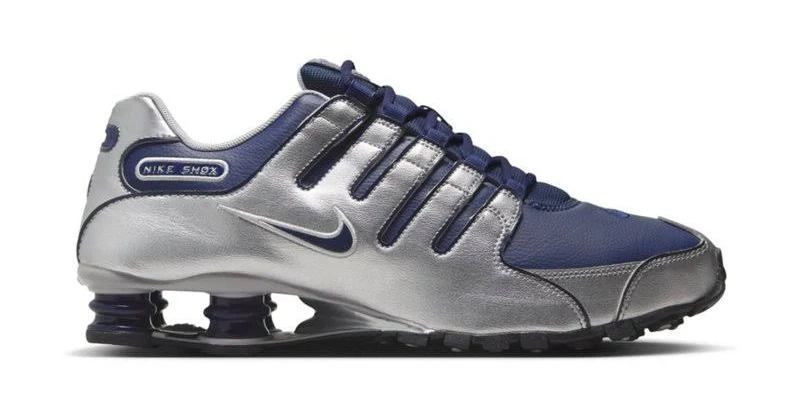 Nike Men's Shox NZ Running Shoes Silver/Navy Blue - Men's Active at Academy Sports