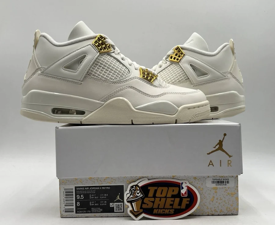 Ds Nike Air Jordan 4 White Metallic Gold 9.5/8 2024 Authentic Retro