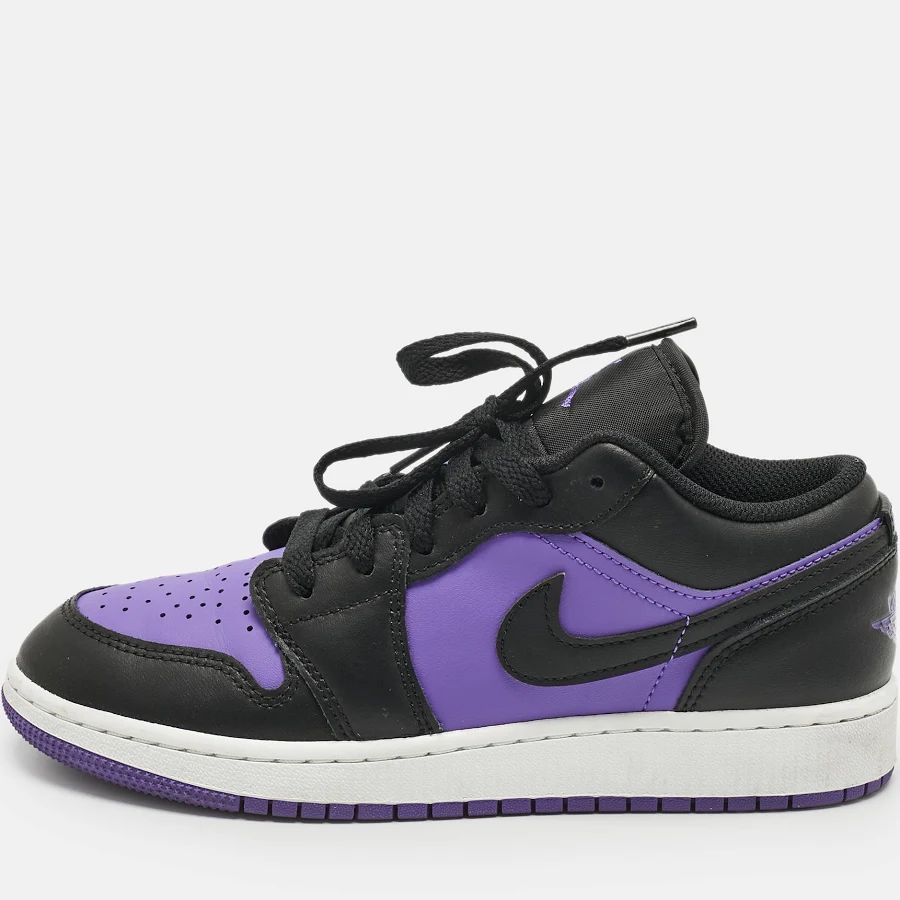Air Jordans Purple/Black Leather Jordan 1 Low Purple Venom Sneakers Size 37.5