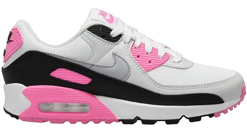 Nike Women's Air Max 90 Shoes White/Bright Pink - Men's Training at Academy Sports