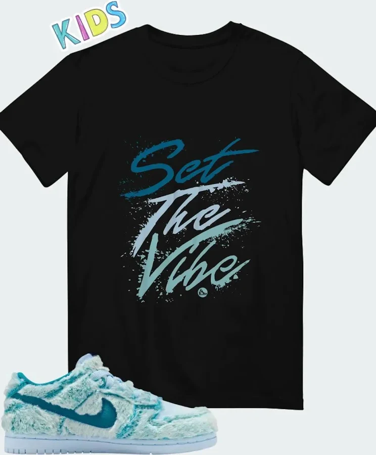 Nike Dunk Low PS Abominable Snowman Sneaker Matching Black Kid's T-Shirt (Set The Vibe)