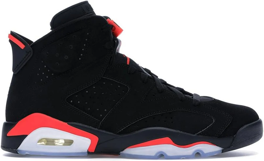 Air Jordan 6 Retro Infrared 2019 Sneakers, Men 4.5- Black/Infrared 23-Black nubuck