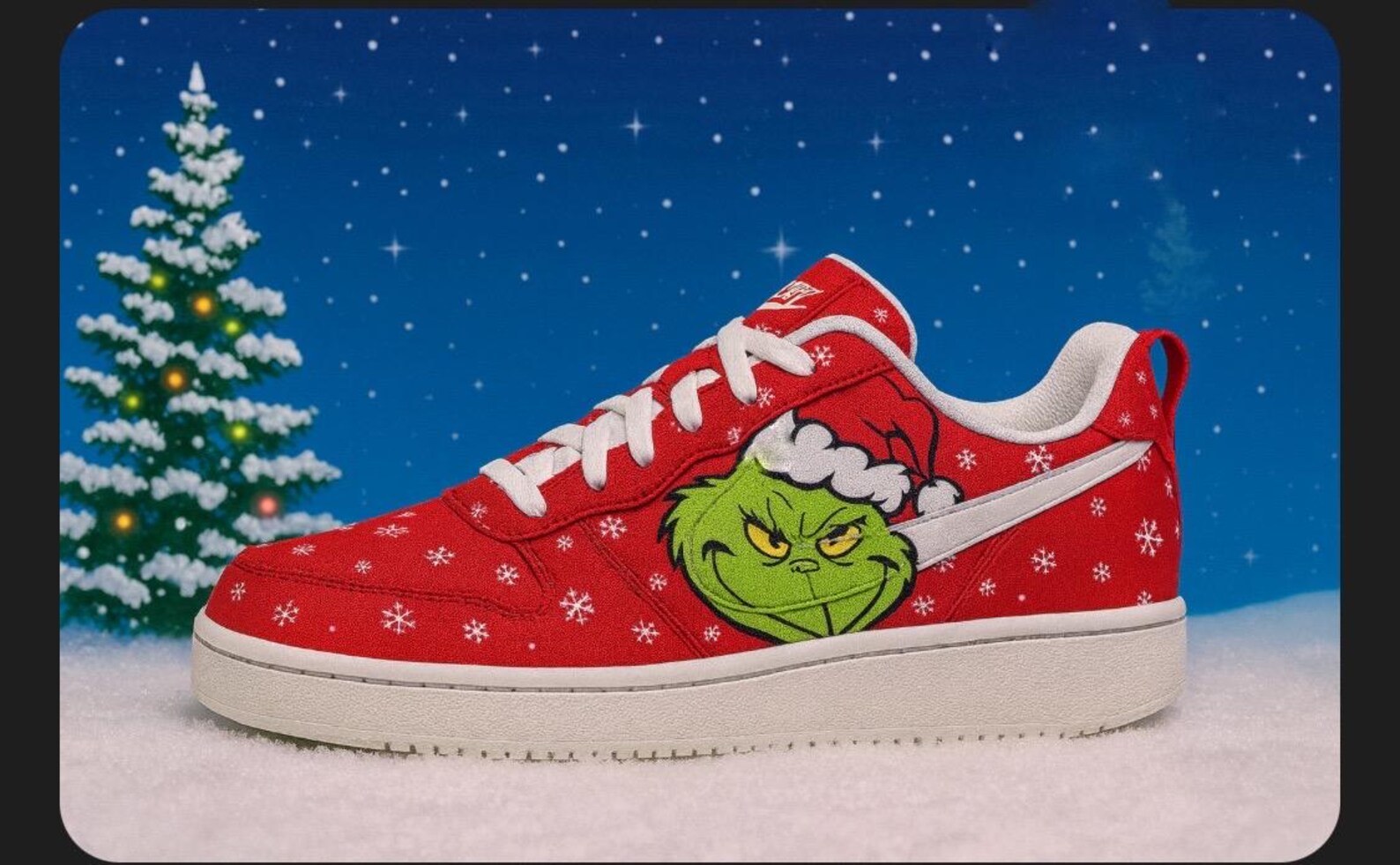 Hand Painted Christmas Grinch Nike Court Borough Low Recraft Shoes | Custom Holiday Grinch Sneakers | Unique Christmas Gift