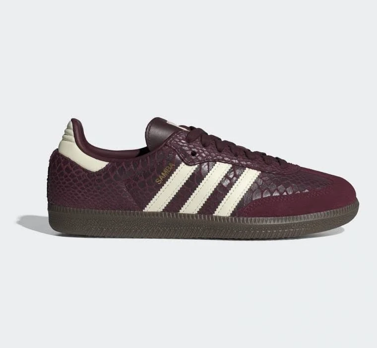 Women adidas SAMBA OG SHOES Maroon / Cream White / Gold Metallic