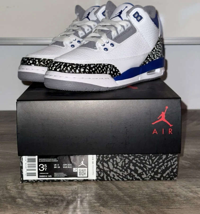 Air Jordan 3 Retro Racer Blue 2021 Brand 398614-145 Size 3.5y /