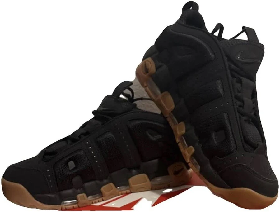 Nike Air More Uptempo Leather Low Trainers Black Gum 9.5 US