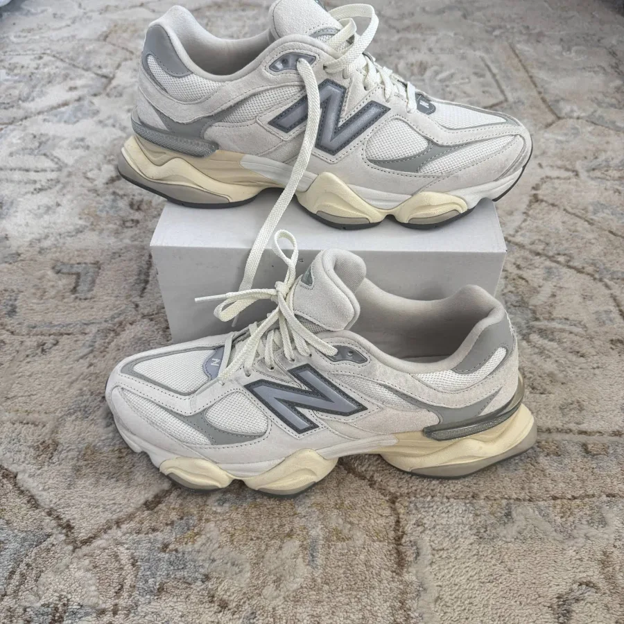 New Balance 9060 White Gray Unisex Low Top Lace-Up Sneaker
