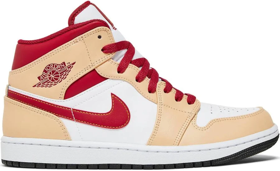 Men's Air Jordan 1 Mid Light Curry Cardinal