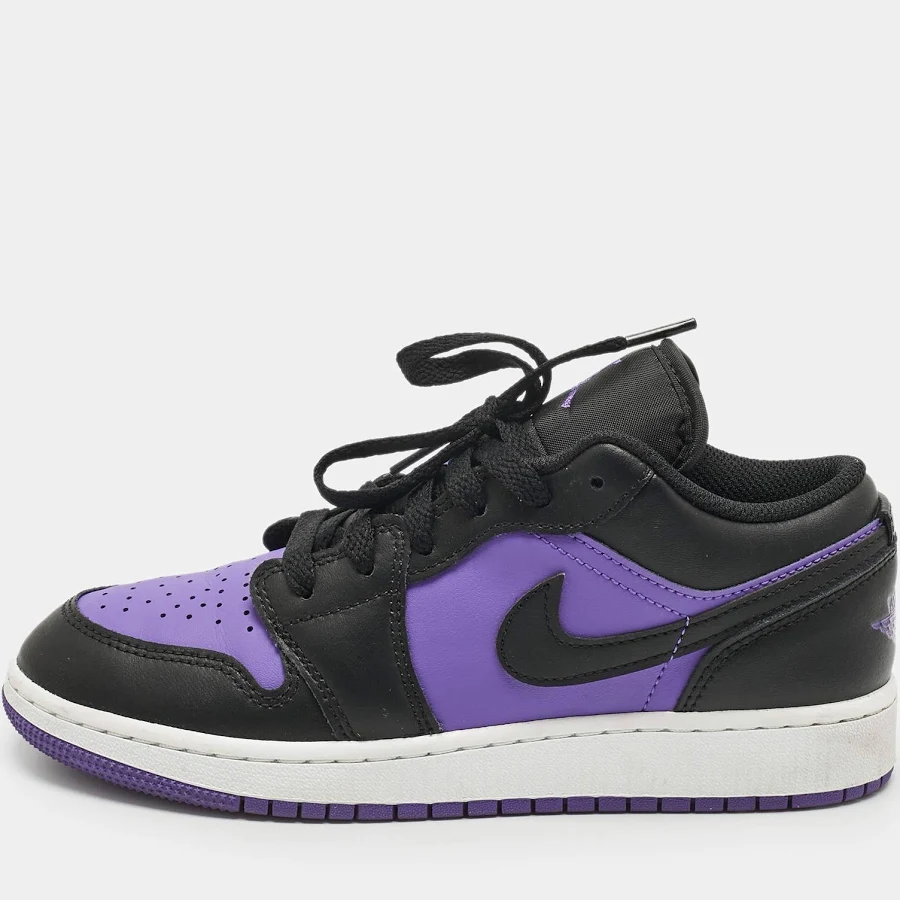 Air Jordans Purpleblack Leather Jordan 1 Low Purple Venom Sneakers