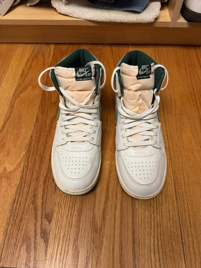 Nike Air Ship High-top Sneakers White Green Leather Basketball Shoes